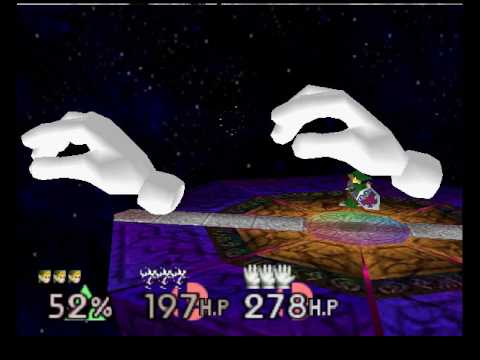 Super Smash Bros 64 Link vs  Master Hand and Crazy Hand