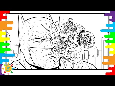 Spider-Man vs BatmanColoring Pages! 🏍️ Motorcycle Crash Coloring Page #artcoloring
