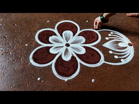 Pongal special simple flowers kolam|5*3Sankaranti chukalamuggulu|bhogi special kolam|super rangoli