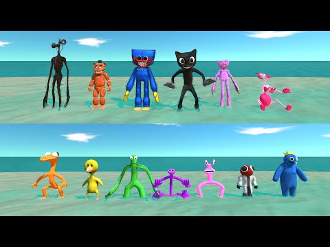 Team Cartooncat vs Team Rainbow Friends - Animal Revolt Battle Simulator