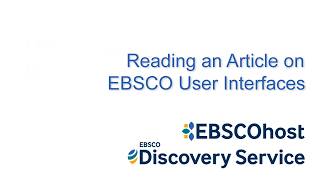 Reading an Article on EBSCO User Interfaces - Tutorial