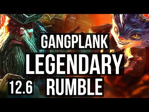 GANGPLANK vs RUMBLE (TOP) | 8 solo kills, 1.7M mastery, 11/2/3, Legendary | KR Diamond | 12.6