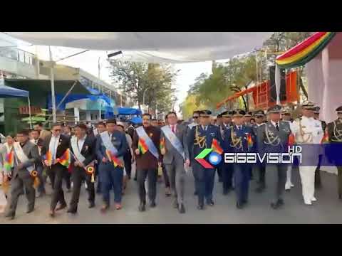 Leonardo Loza y Manfred Reyes Villa juntos en actos protocolares. Las autoridades cochabambinas .