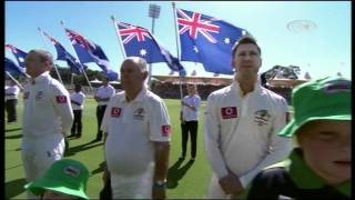 Bec Jamieson sings the national anthem on Australia Day, 2012.