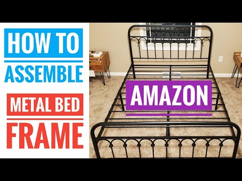 Part of a video titled DETAILED REVIEW & How To Assemble Metal Bed Frame Vintage ...