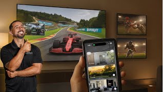 The Dream Living Room Setup | 133” 4K Screen, Surround Sound & Voice Control