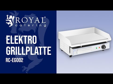 Video - Elektro Grillplatte - 550 x 400 mm - Royal Catering - glatt - 3000 W