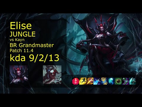 Elise Jungle vs Kayn - BR Grandmaster 9/2/13 Patch 11.4 Gameplay