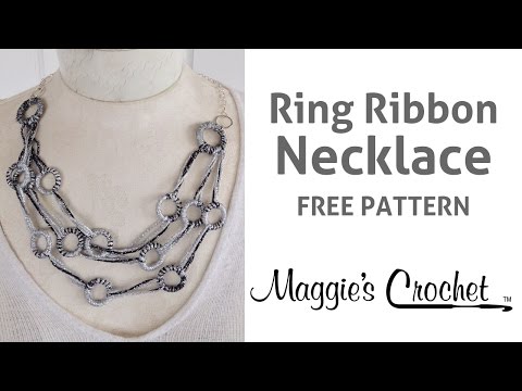 Spangle Ring Ribbon Necklace Free Pattern (No Knit, No Crochet) - Right Handed