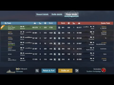 WOWSB Monarch 145k game,AP only(11 cits)