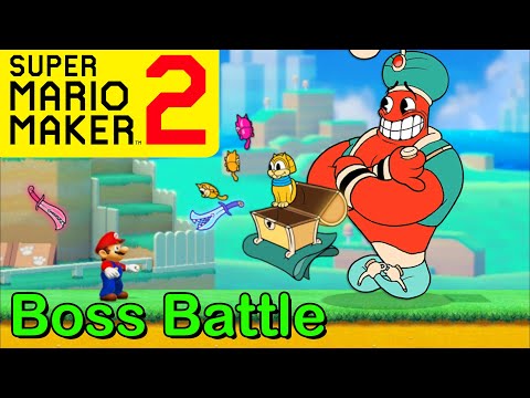 Mario Maker 2 - How to make a DJIMMI THE GREAT boss battle(Mario Maker 2 Boss ideas)(CUPHEAD bosses)