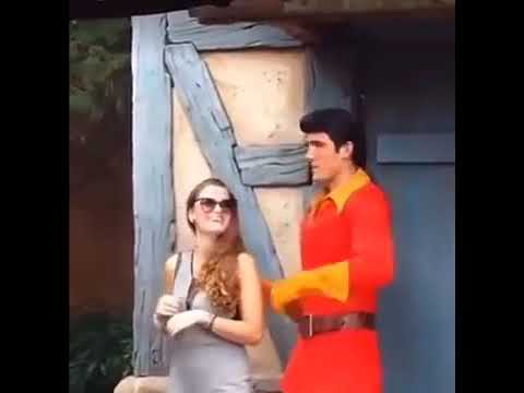 Girl inappropriately touches Gaston at Disney
