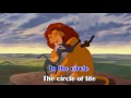 LION KING - Circle of Life (KARAOKE clip) - Instrumental [Lyrics on screen, with backing vocals]