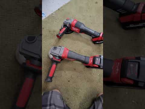 M18 fuel Milwaukee grinder 4-in and M18 fuel rapid stop 6-in grinder side by side comparison