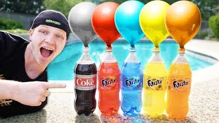 500 WATER BALLOONS vs COKE AND MENTOS EXPLODING!