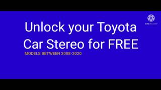 How To Unlock Toyota Car Stereo ERC code FREE