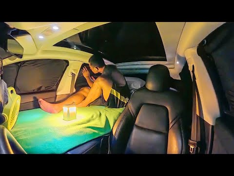 Tesla stealth camping in the Florida Keys for FREE