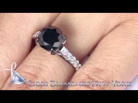 BDR-SOLD-016 - 3.38 Carat Certified Natural Black Diamond Engagement Ring 14k White Gold