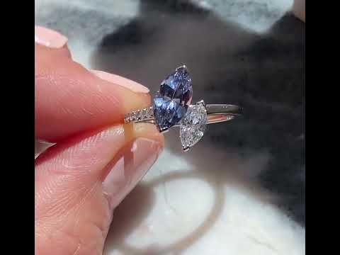 Aeris, a bespoke toi et moi spinel & diamond engagement ring, Sydney jeweller Lizunova Fine Jewels.