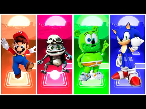 The Super Mario Bros VS crazy frog VS Gummy bear VS Sonic   Tiles Hop EDM Rush