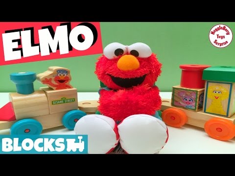 Sesame Street Elmo Elmo's Wood Block Train ELMO TOYS Wooden Train Cookie Monster Learn Colors Video