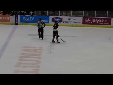 Penalty Shot (OHL) - Jamieson Rees (Sarnia) vs Olivier Lafreniere (Owen Sound)  04 March 2018