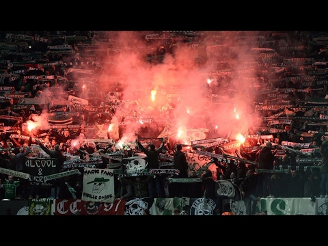 C3 Manchester United - Saint Etienne Ambiance, cortege and pyro