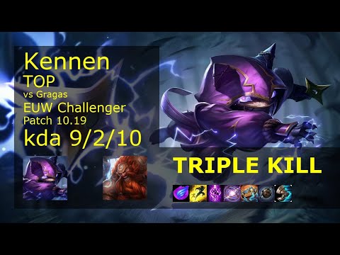 Kennen Top vs Gragas - EUW Challenger 9/2/10 Patch 10.19 Gameplay