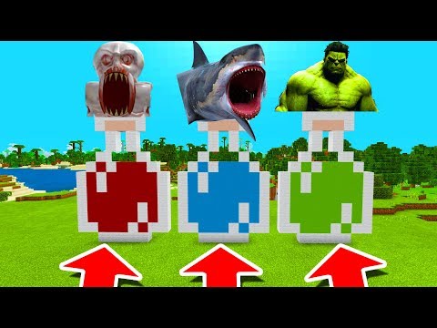Minecraft PE : DO NOT CHOOSE THE WRONG POTION! (SCP-096, Shark & Hulk)