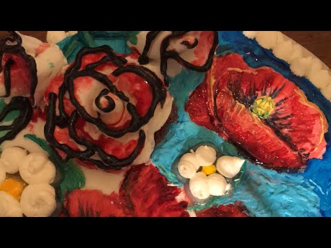 Мой первый торт разрисованный . Как вам ?? Russish taart kunst van Inessa . Eerste keer . Cake paint