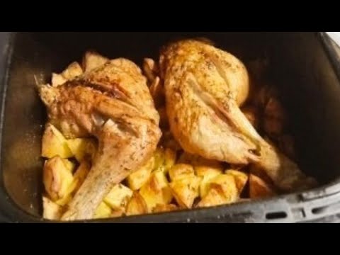 pollo con patatas en freidora de aire receta rapida y saludable