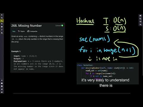 Amazon Interview Question Leetcode 268 Missing Number Leetcode Python Coding Algorithm