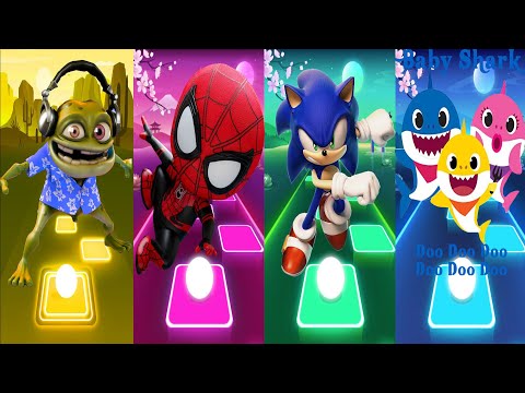Crazy Frog Vs Spider Man Vs Sonic Vs Baby Shark |  Tiles Hop EDM Rush