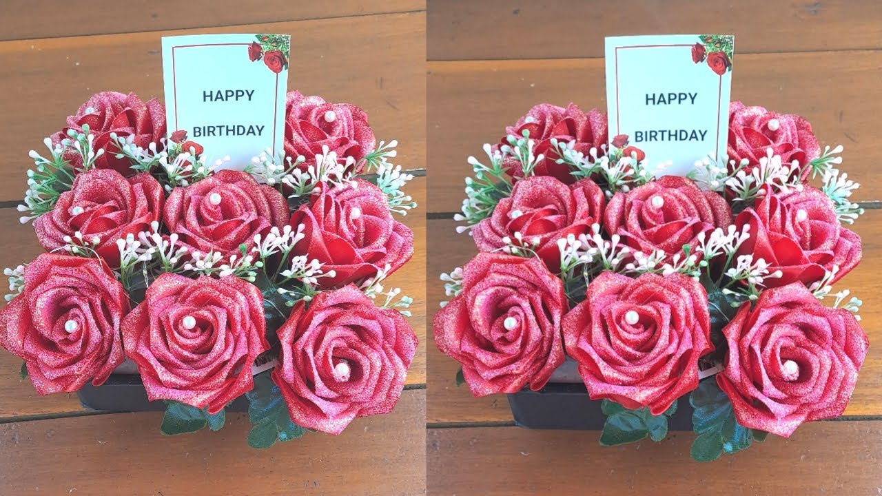 DIY FLOWER BOX | FLOWER BOX WITH SATIN RIBBON | GIFT BIRTHDAY