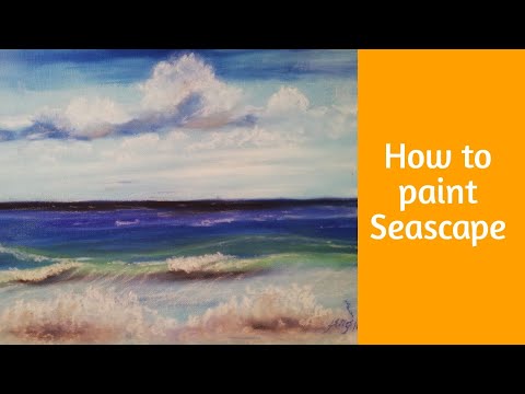 No. 38 How to paint seascape/oil pastel/on canvas/Philippines/Time Lapse