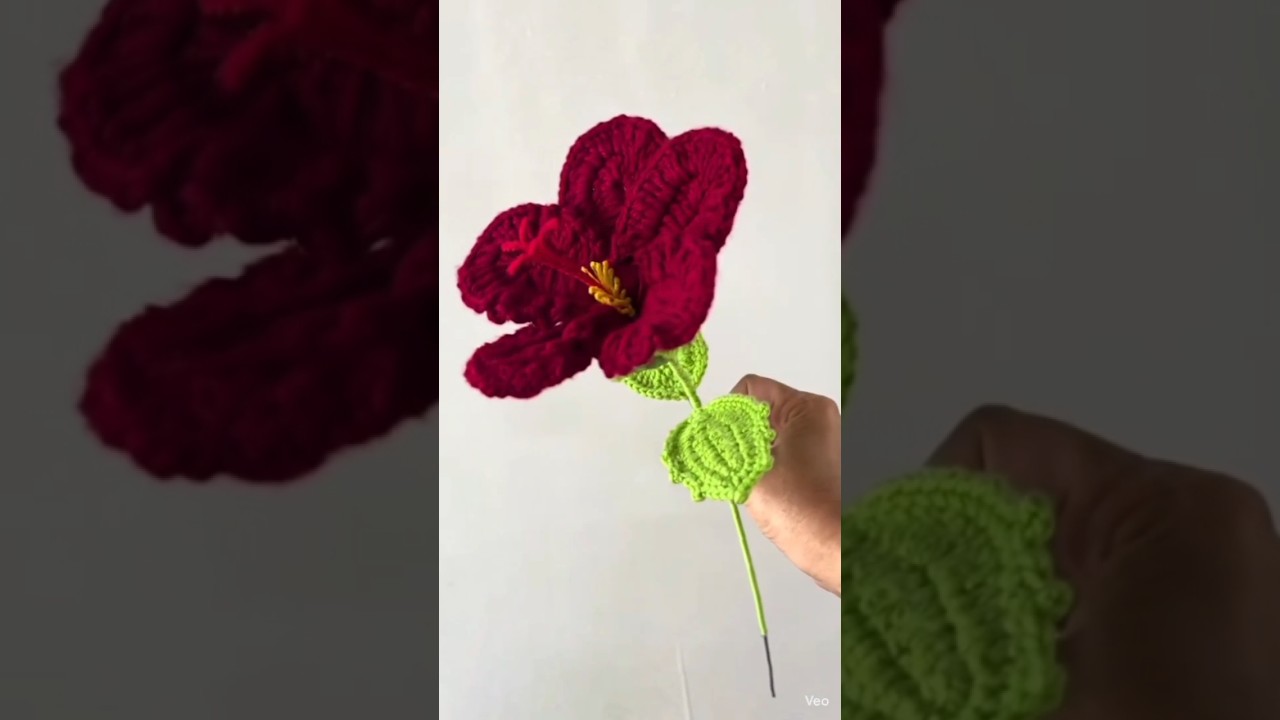 crochet hibiscus flowers tutorial #shorts #crochet #viral #trending