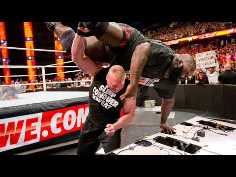 Brock Lesnar goes berserk at the ringside area: Raw, March 3, 2014