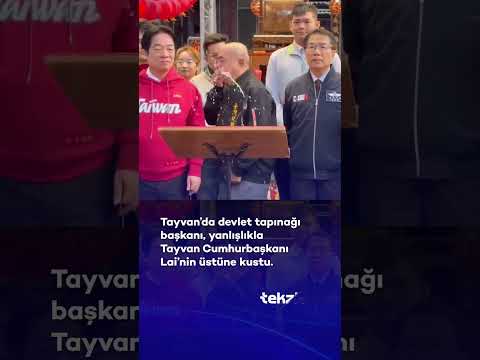 Tayvan’da devlet tapınağı başkanı, yanlışlıkla Tayvan Cumhurbaşkanı Lai’nin üstüne kustu.