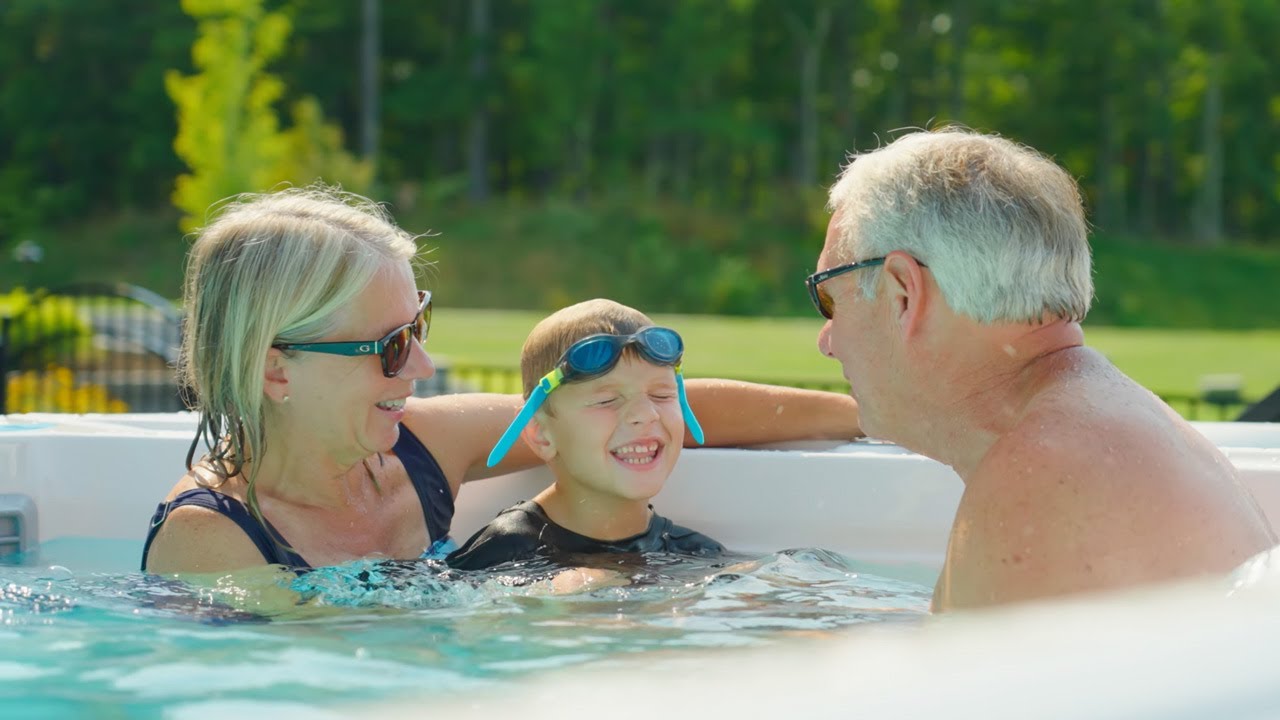 an endless pools® x2000 swim spa brings three generations closer together!