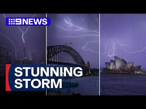 Major lightning storm lights up Sydney | 9 News Australia