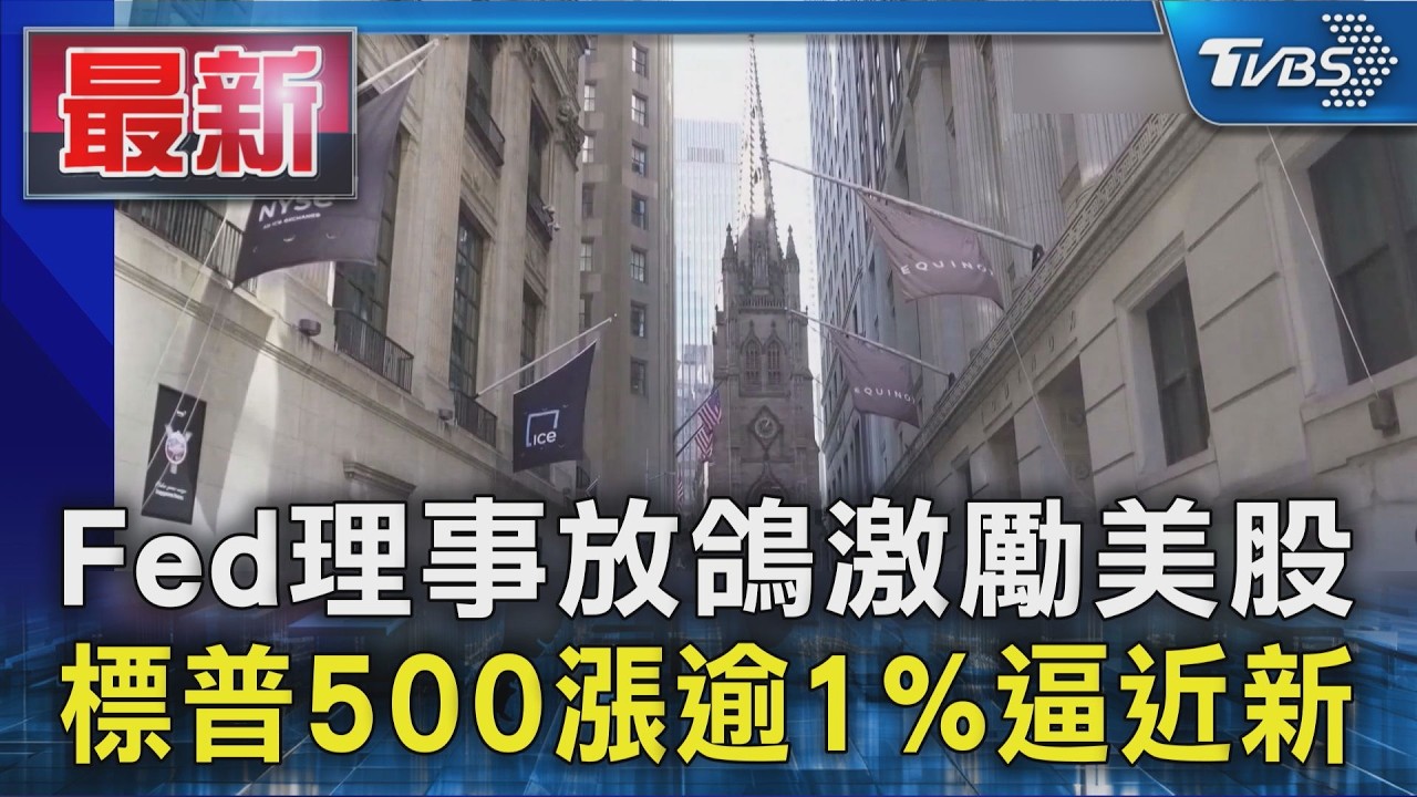 Fed理事放鴿激勵美股 標普500漲逾1%逼近新高