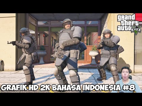 PERAMPOKAN BANK PALING EPIC DENGAN FULL ARMOR DAN MINI GUN! GTA V HD GAMEPLAY #8