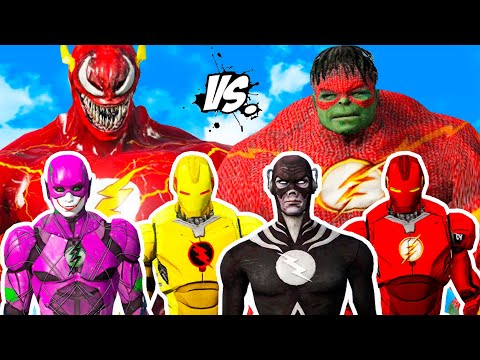 Hulk Flash vs Flash-Venom vs Iron Flash vs Reverse Flash vs Joker Flash vs Black Abomination Flash