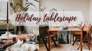 How To Style Holiday Table Setting FAST! Budget Friendly & Easy + DIY NO SEW Napkins