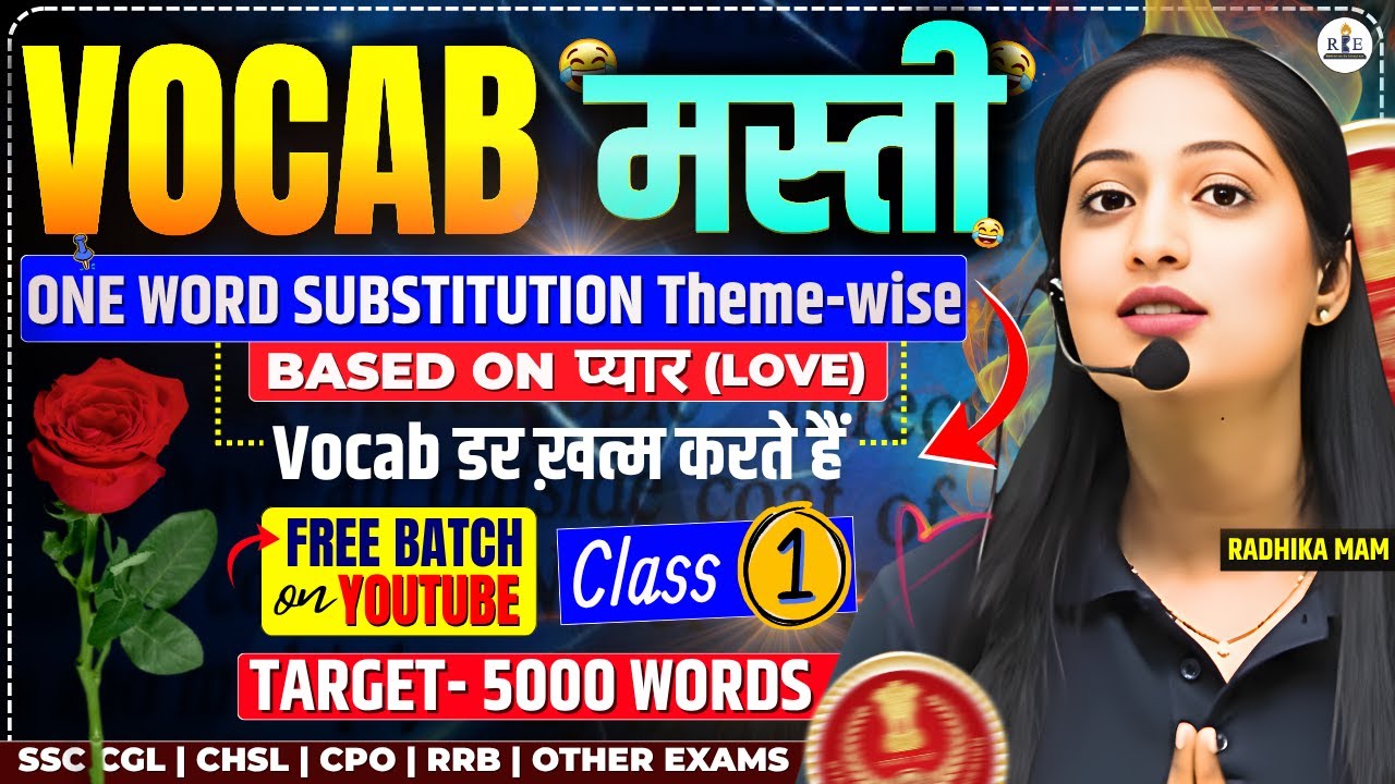 Vocab Masti Free batch Class -1| Vocabulary सीखेंगे डर से नहीं, प्यार से ❤️| SSC Exams 🎯 