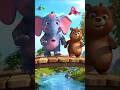 Tiny Elephant and Bear on a Wooden Bridge Over Flowing River। #shorts #animeedit