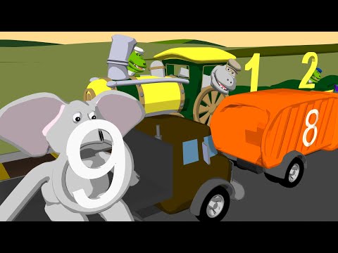 Count with Trains and Trucks - Learn Numbers 1 to 10