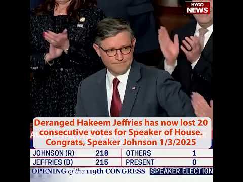 Congratulations Speaker Johnson! Deranged Hakeem Jeffries has now lost 20 consecutive votes