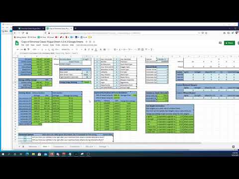 Simonize Rogue Spreadsheet for Classic World of Warcraft - Basic Video Guide