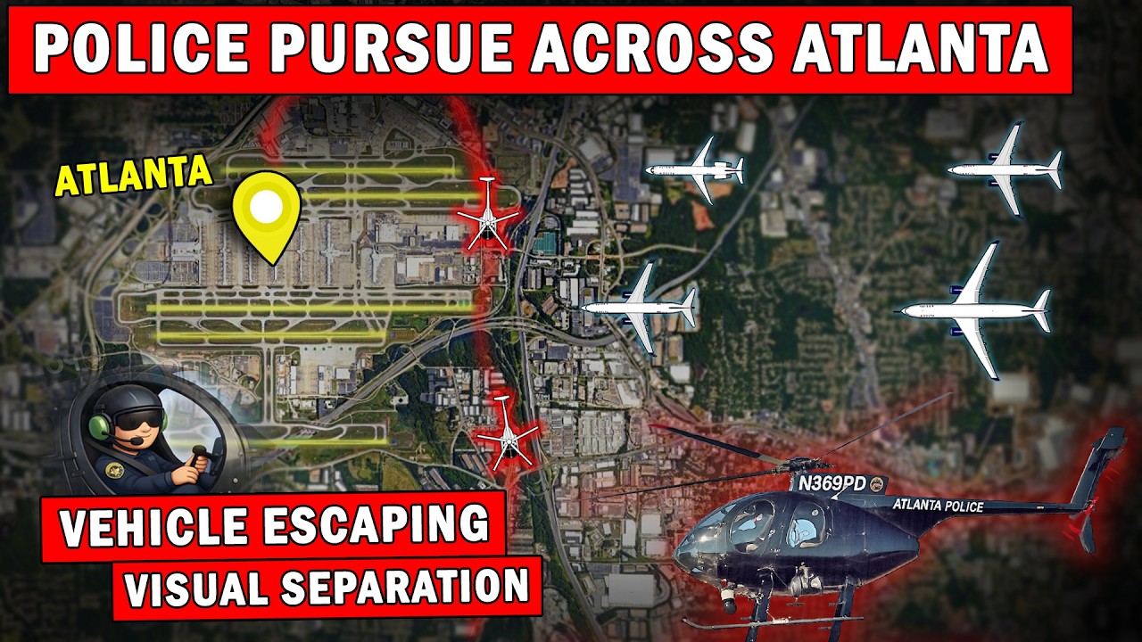 POLICE Helicopter Pursuing Vehicle Across Atlanta-Hartsfield International!